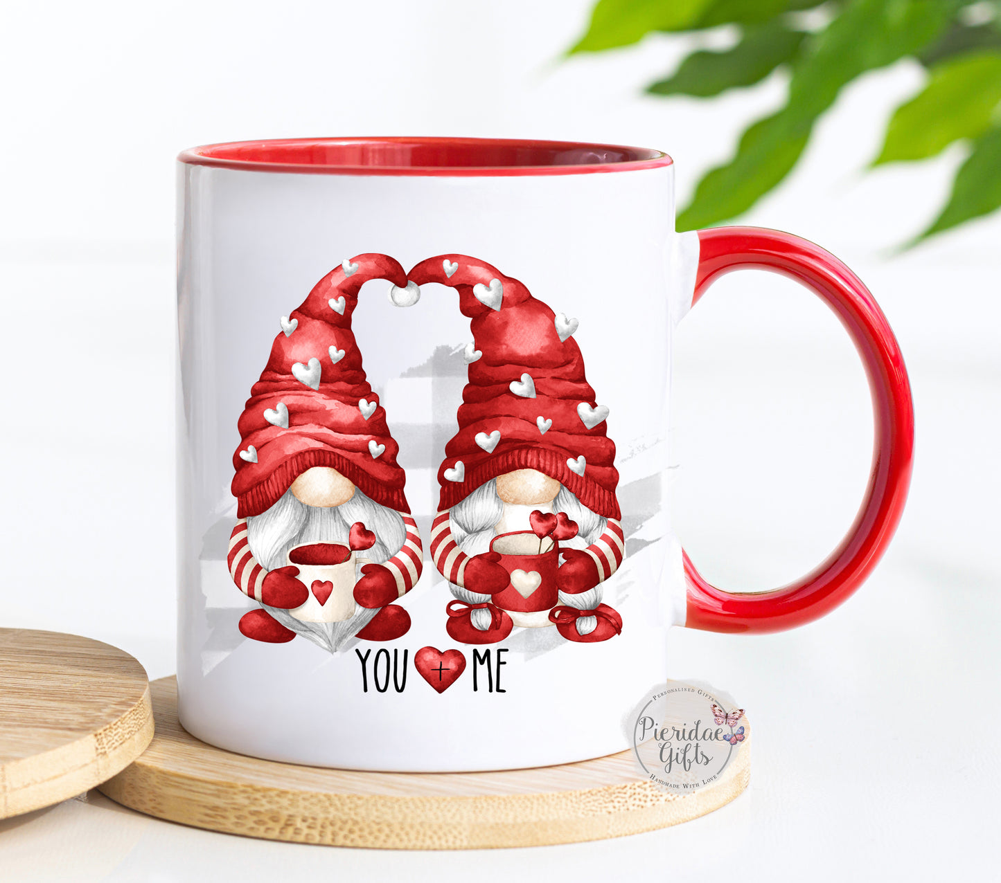 Personalised You and Me Valentines Gnome Mug
