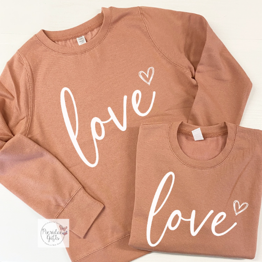 Matching Love with Heart Sweatshirt Set