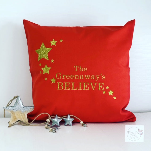 Personalised Believes Christmas Cushion