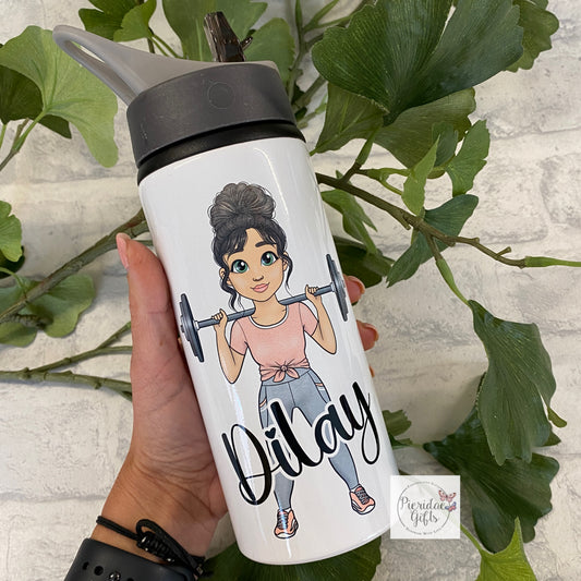 Personalised Female Barbell Water Bottle