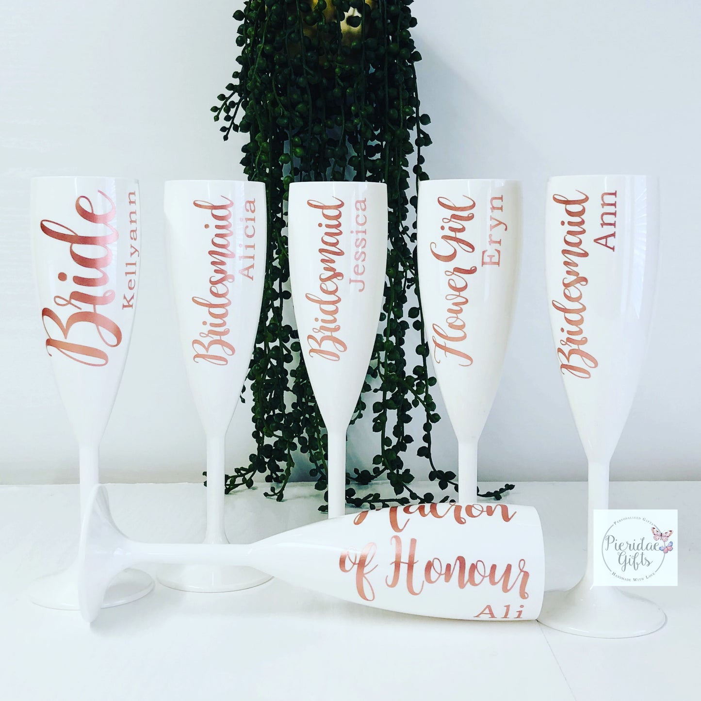 Personalised White Reusable Plastic Champagne Flute