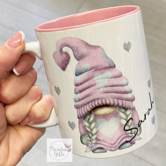 Personalised Pink Single Gnome Mug