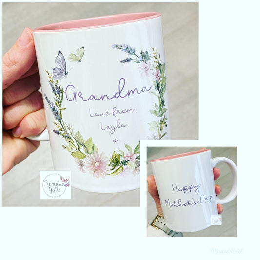 Personalised Butterfly Wreath Mug