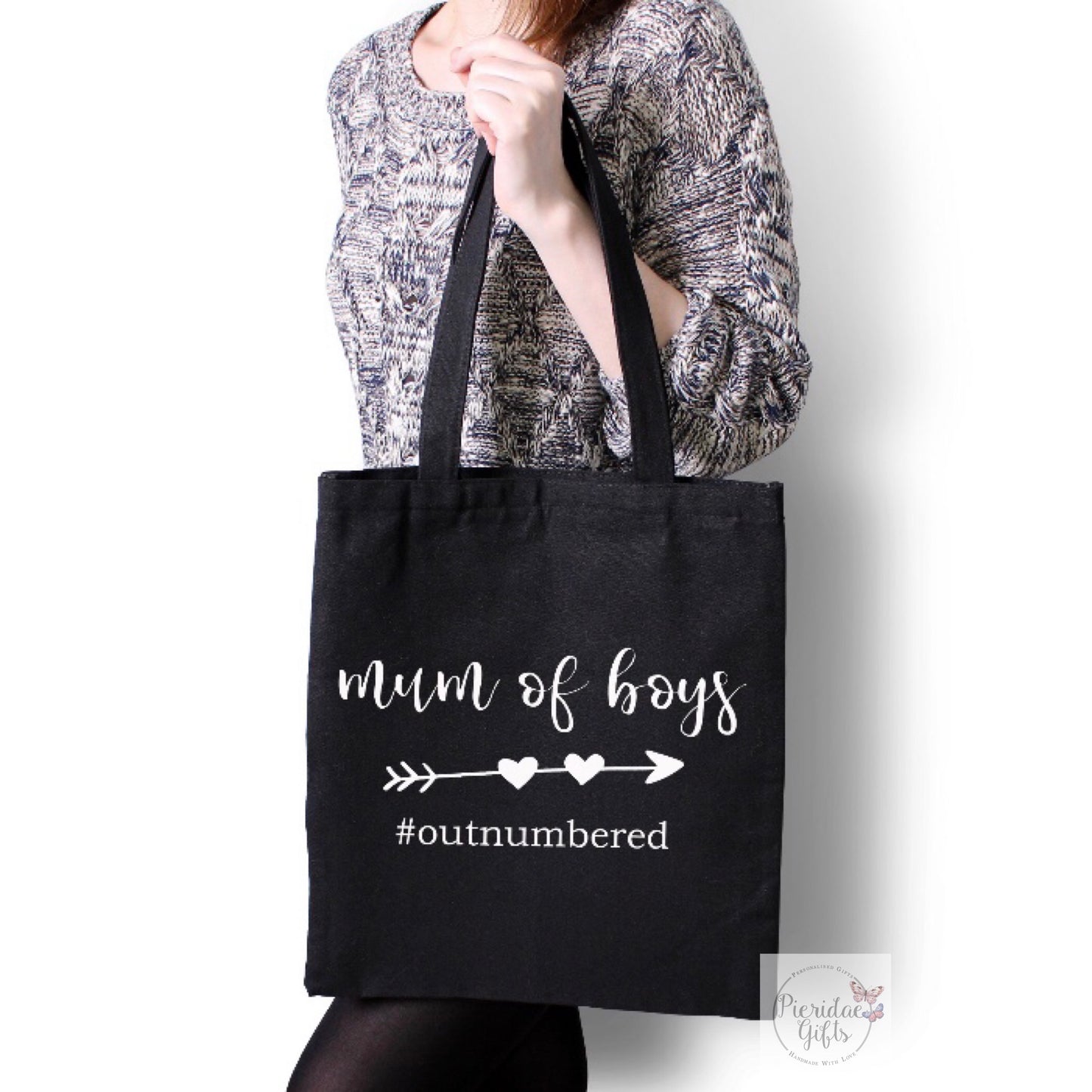 Mum of Boys Outnumbered Tote Bag (choice of colours available)