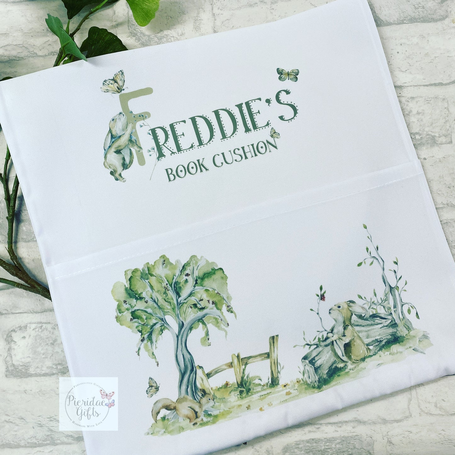 Personalised Easter Woodlands Pocket Book Cushion