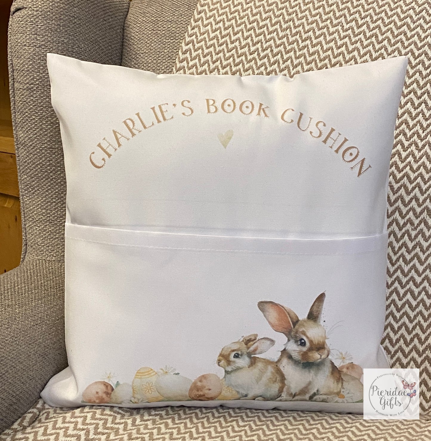 Personalised Easter Bunny Book Pocket Cushion
