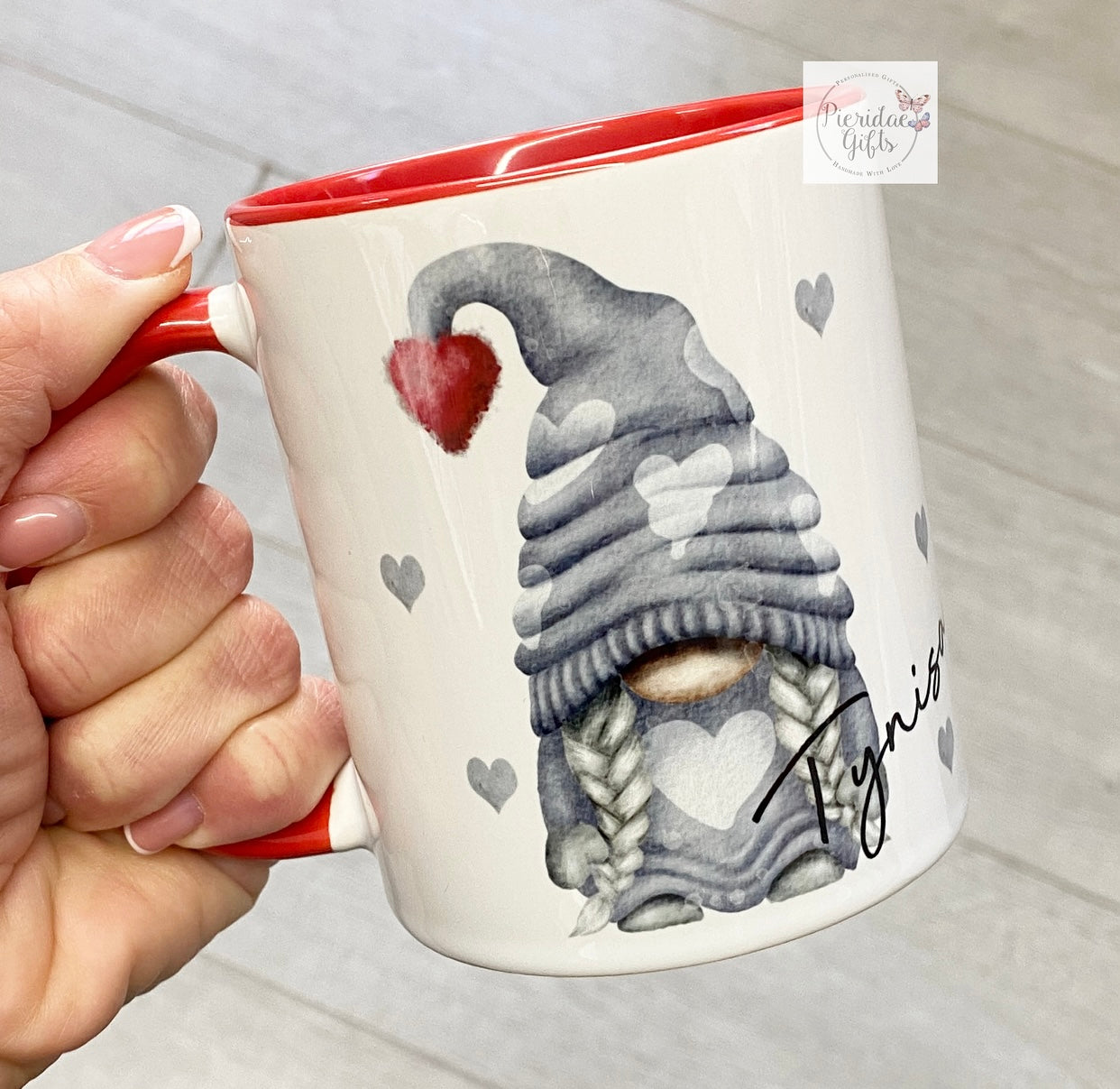 Personalised Grey Single Gnome Mug