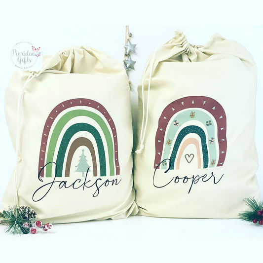 Personalised Large Christmas Rainbow Sack