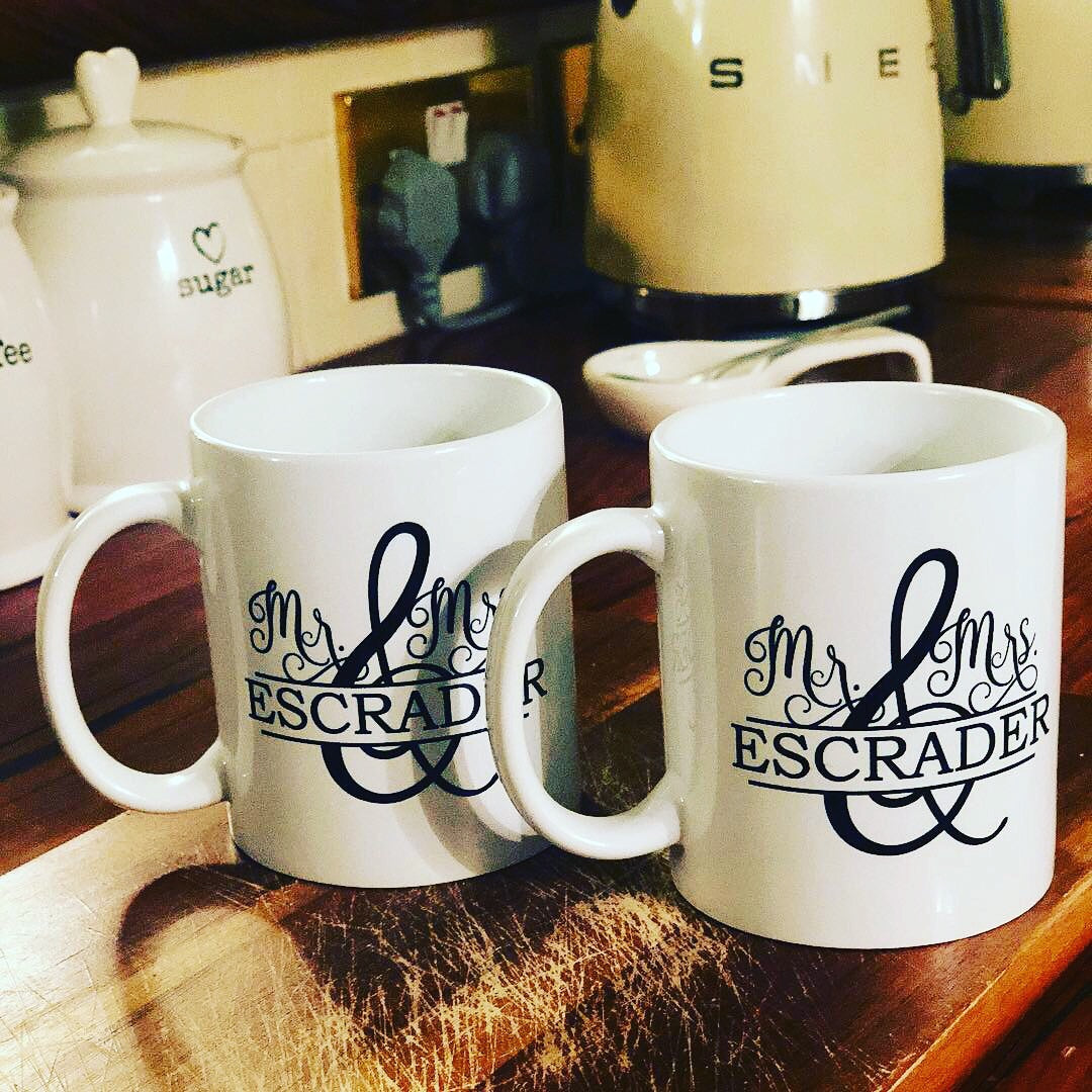 Mr & Mrs Monogram Mug Set