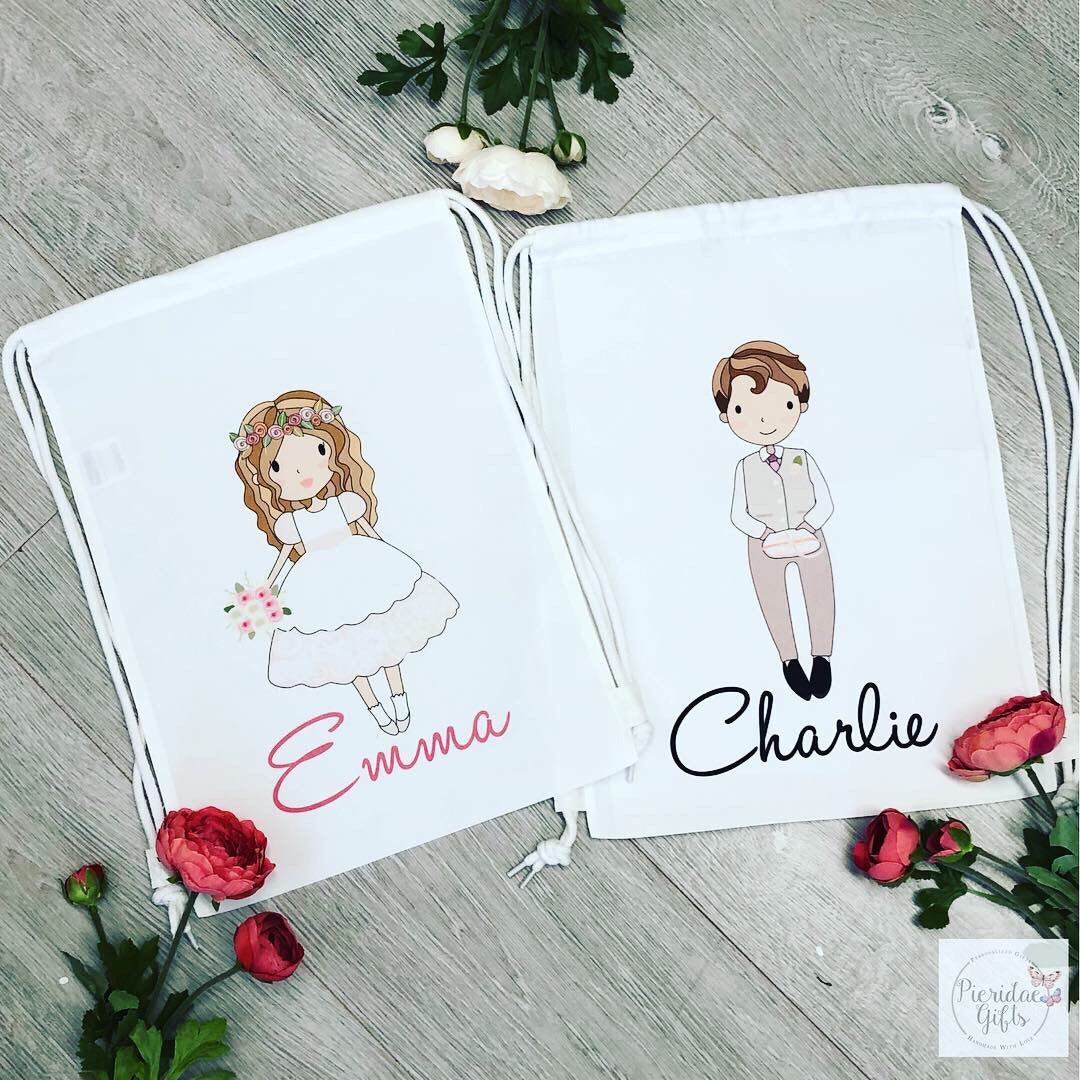 Personalised Child's Wedding Drawstring Bag (Other characters available)