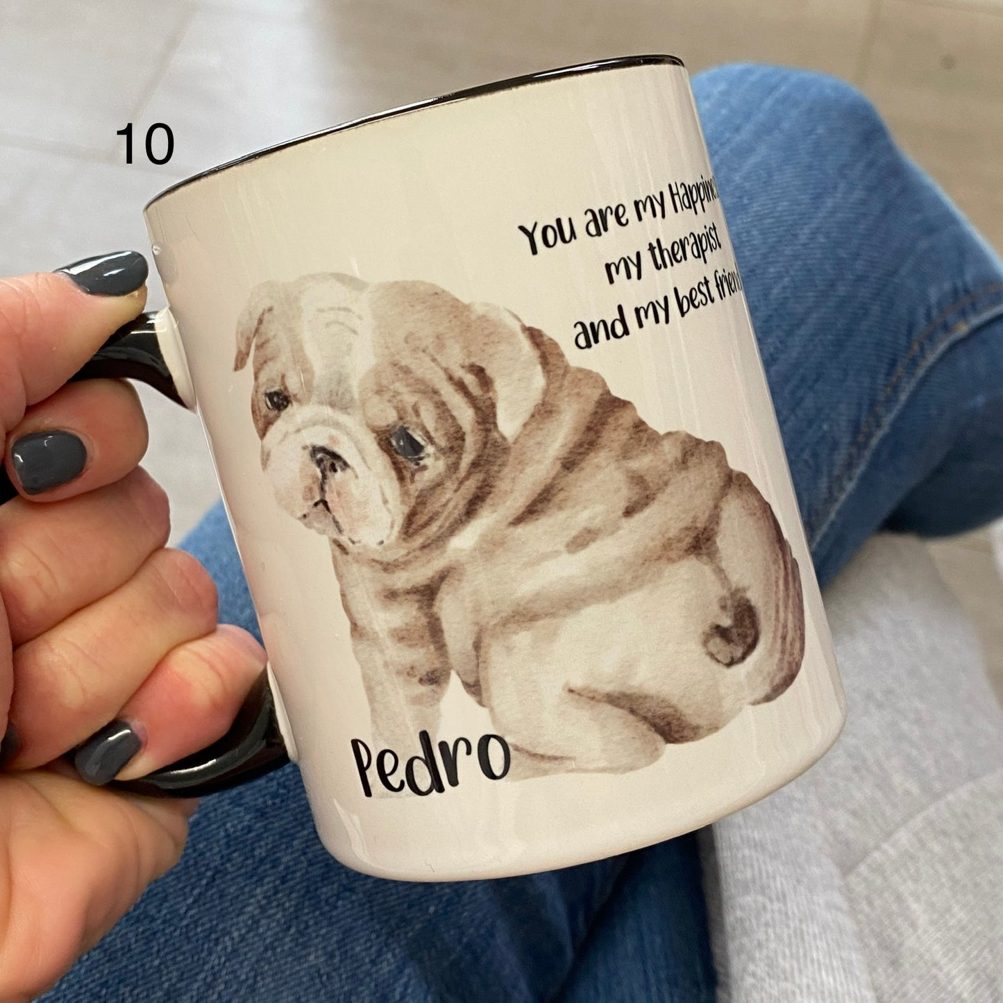 Personalised Watercolour Bulldog Mug
