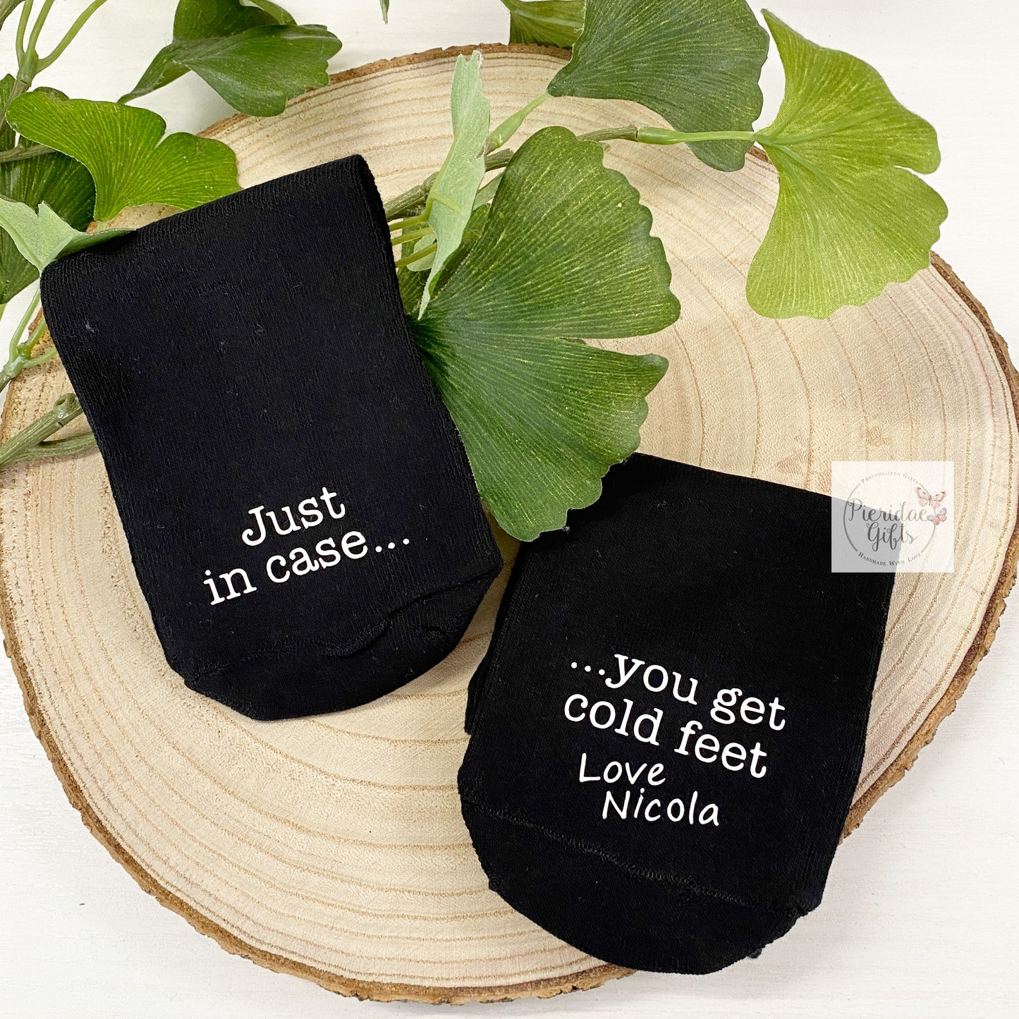 Personalised Just in case you get cold feet socks Gift Set