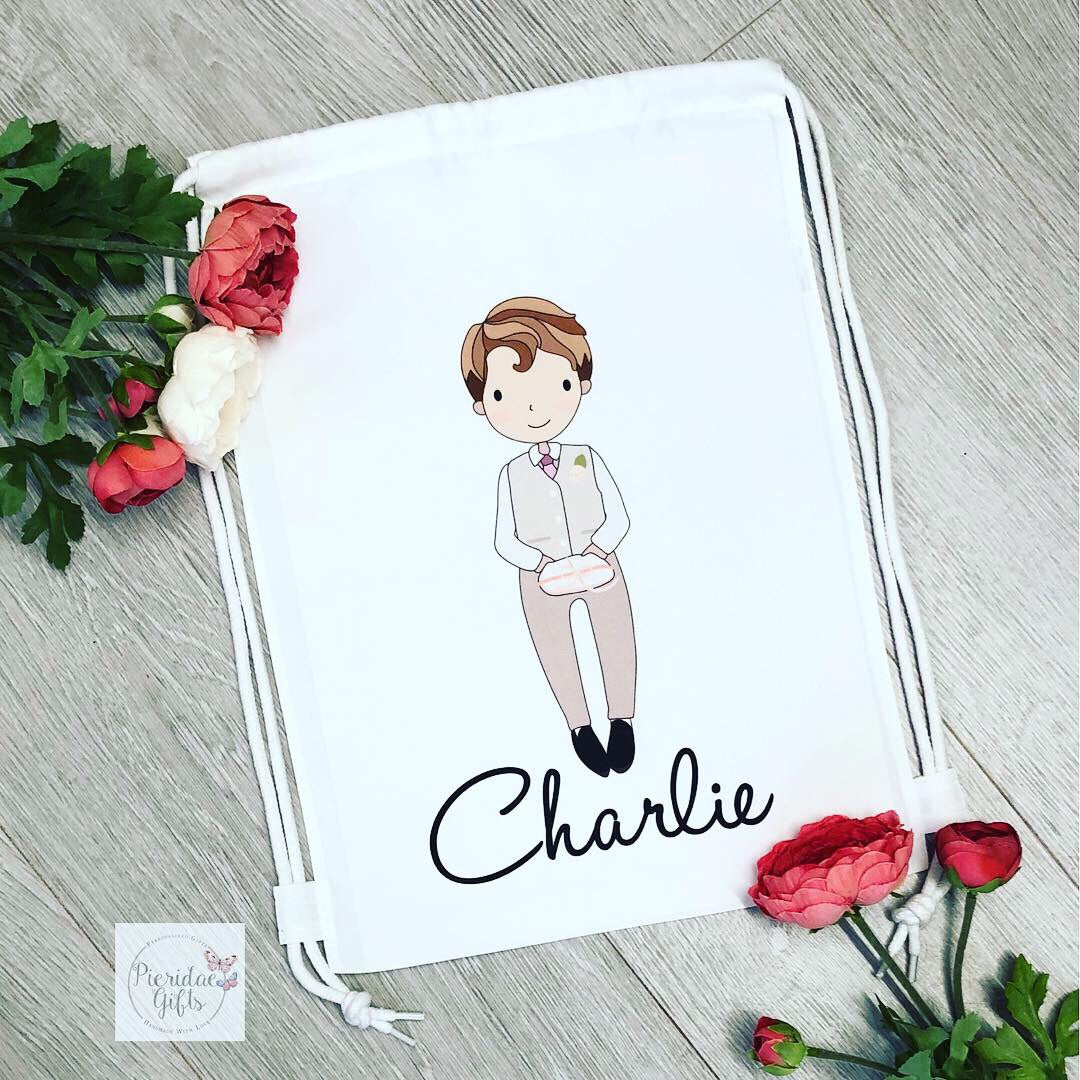 Personalised Child's Wedding Drawstring Bag (Other characters available)