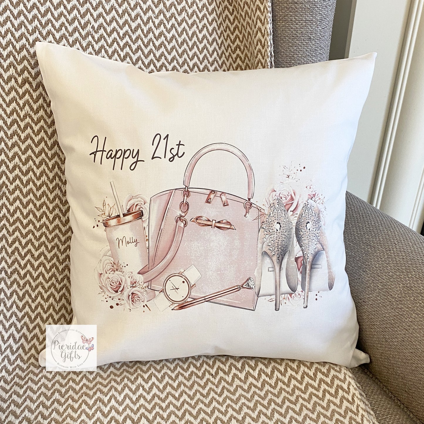 Rose Gold Handbag and Shoes Cushion