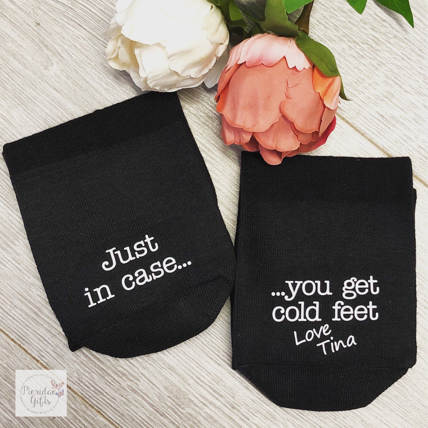Personalised Just in case you get cold feet socks Gift Set