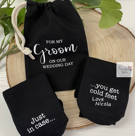 Personalised Just in case you get cold feet socks Gift Set