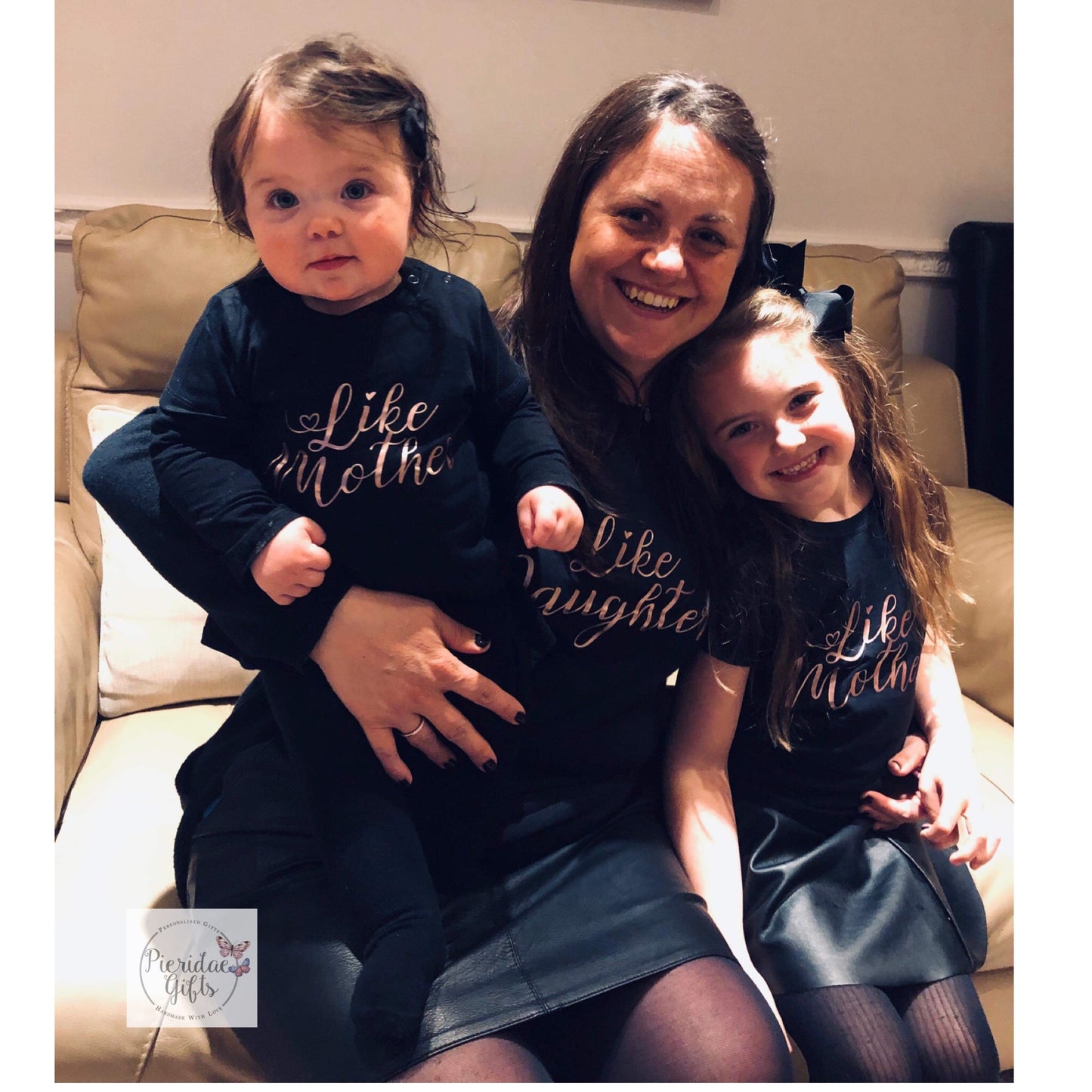 Like Mother Like Daughter Black TShirt Set with ROSE GOLD